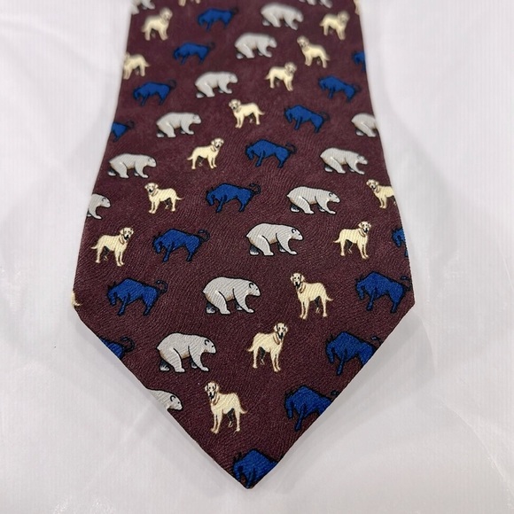 Designs by Anthony - Animal Print Burgundy Mens Silk Necktie ⭐️ EUC - Picture 2 of 6